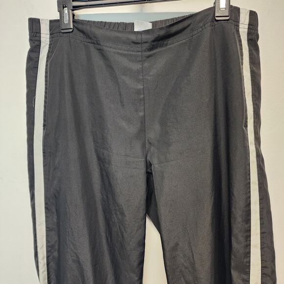 Vintage Lady Foot Locker Track Pants Size M Black Ankle Pull On Nylon Gorp Y2K - Picture 3 of 10